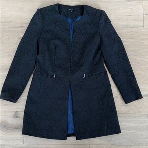 Mario Serrani Black Mid Length Jacquard Jacket Womens Size 10